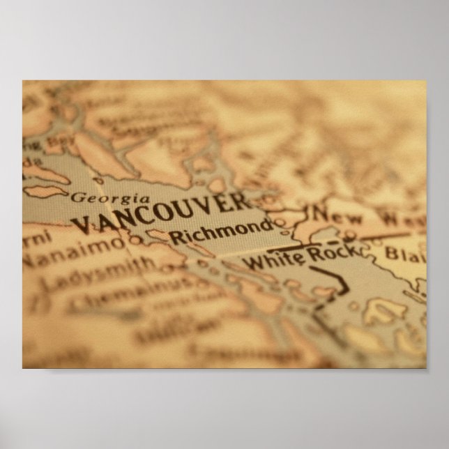 Affiche Carte de Vancouver (Devant)