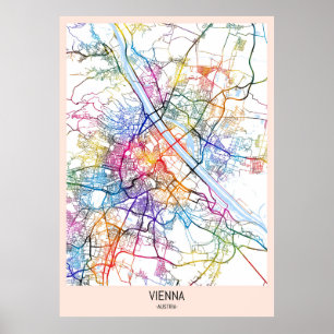Affiche Carte de Vienne Autriche