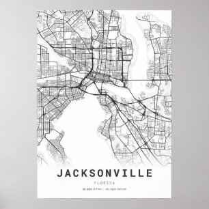 Affiche Carte de ville de Jacksonville