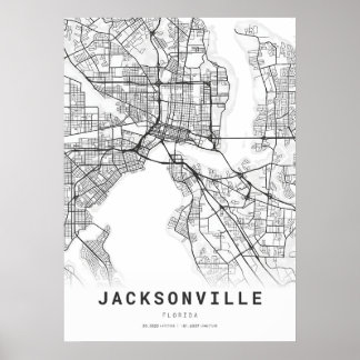Affiche Carte de ville de Jacksonville