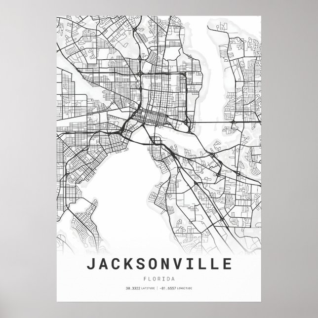 Affiche Carte de ville de Jacksonville (Devant)