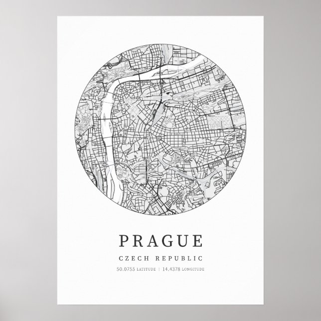 Affiche Carte de ville de Prague République tchèque (Devant)