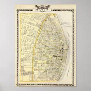 Affiche Carte de ville de St Louis