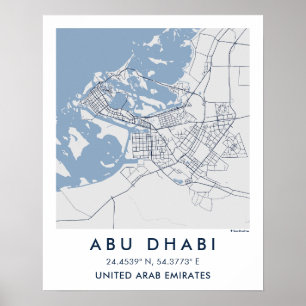 Affiche Carte de ville personnalisée Abu Dhabi Émirats ara