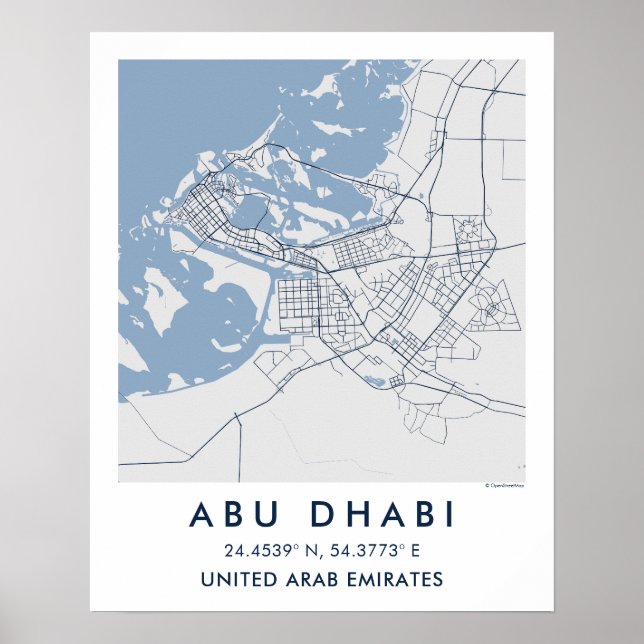 Affiche Carte de ville personnalisée Abu Dhabi Émirats ara (Devant)