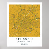 Carte de ville personnalisée de Bruxelles Belgique