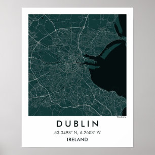 Affiche Carte de ville personnalisée de Dublin Irlande aff