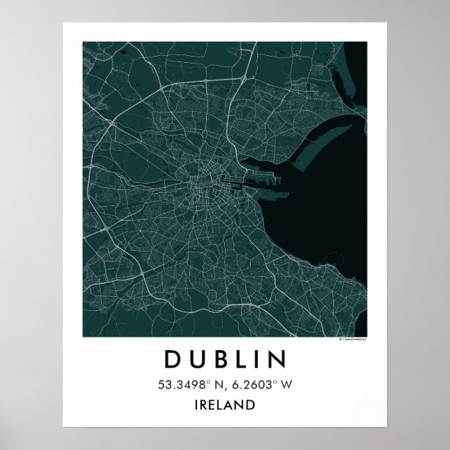 Affiche Carte de ville personnalisée de Dublin Irlande aff (Devant)