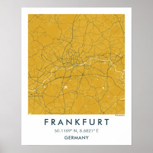 Affiche Carte de ville personnalisée de Francfort Allemagn