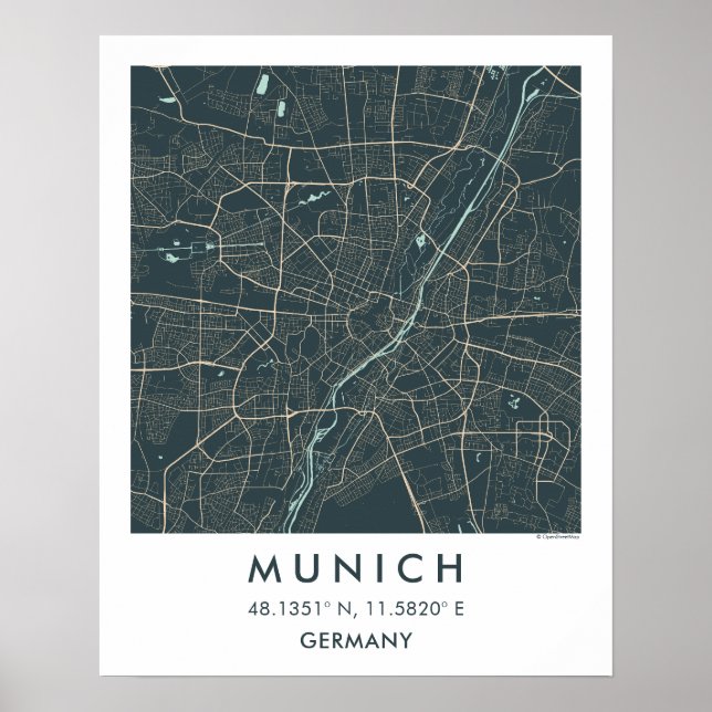 Affiche Carte de ville personnalisée de Munich Allemagne a (Devant)