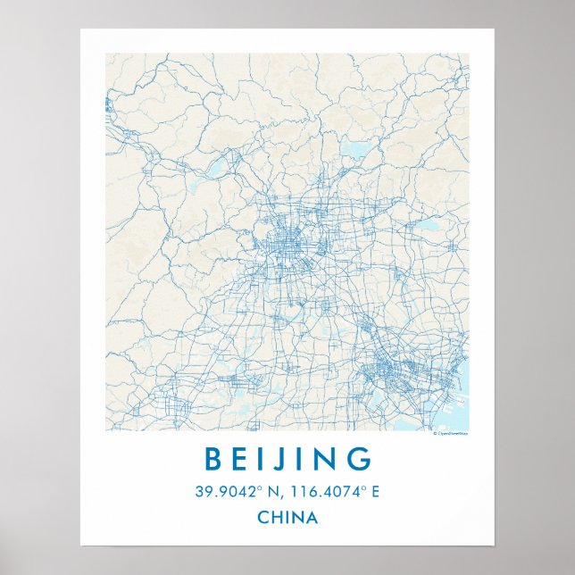 Affiche Carte de ville personnalisée de Pékin Chine affich (Devant)