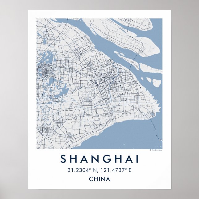 Affiche Carte de ville personnalisée de Shanghai, Chine, a (Devant)