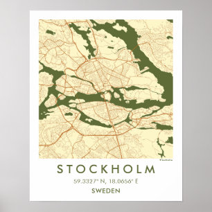 Affiche Carte de ville personnalisée de Stockholm Suède af