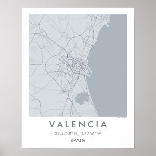 Affiche Carte de ville personnalisée de Valence Espagne af