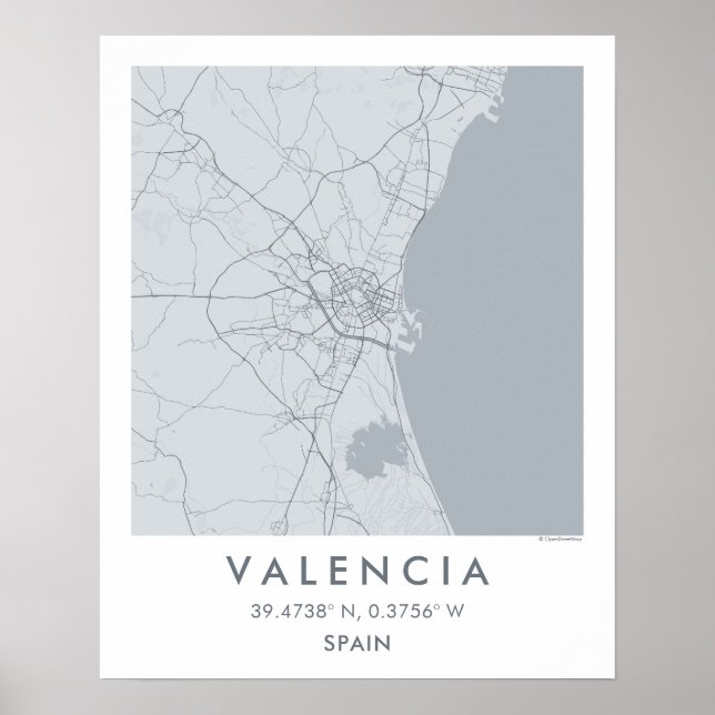 Affiche Carte de ville personnalisée de Valence Espagne af (Devant)
