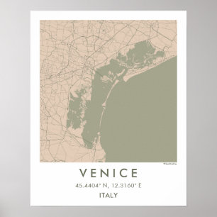 Affiche Carte de ville personnalisée de Venise Italie affi