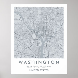 Affiche Carte de ville personnalisée de Washington DC - Af