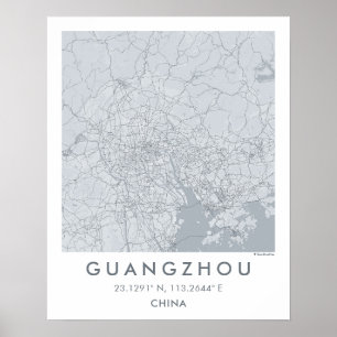 Affiche Carte de ville personnalisée Guangzhou Chine Affic