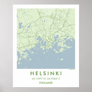 Affiche Carte de ville personnalisée Helsinki Finlande aff