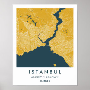 Affiche Carte de ville personnalisée Istanbul Turquie Affi