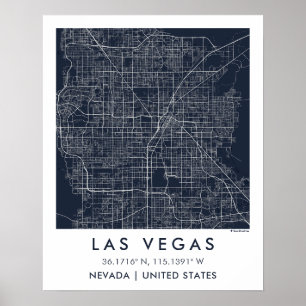 Affiche Carte de ville personnalisée Las Vegas Nevada affi