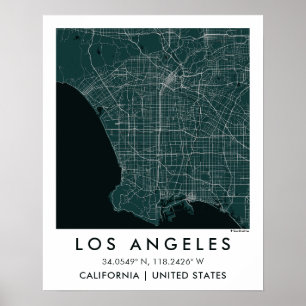 Affiche Carte de ville personnalisée Los Angeles États-Uni