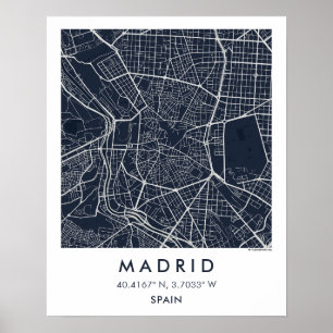 Affiche Carte de ville personnalisée Madrid Espagne affich