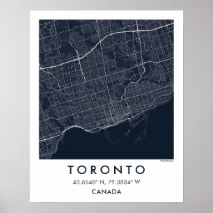 Affiche Carte de ville personnalisée Toronto Canada affich