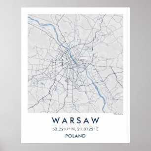 Affiche Carte de ville personnalisée Varsovie Pologne affi