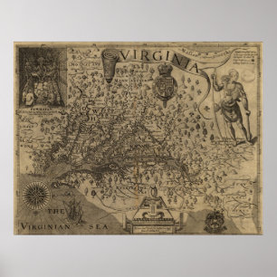 Affiche Carte de Virginie 1606