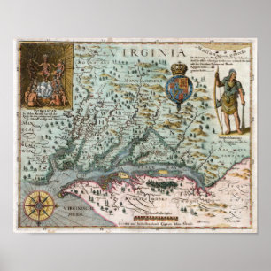Affiche Carte de Virginie 1627