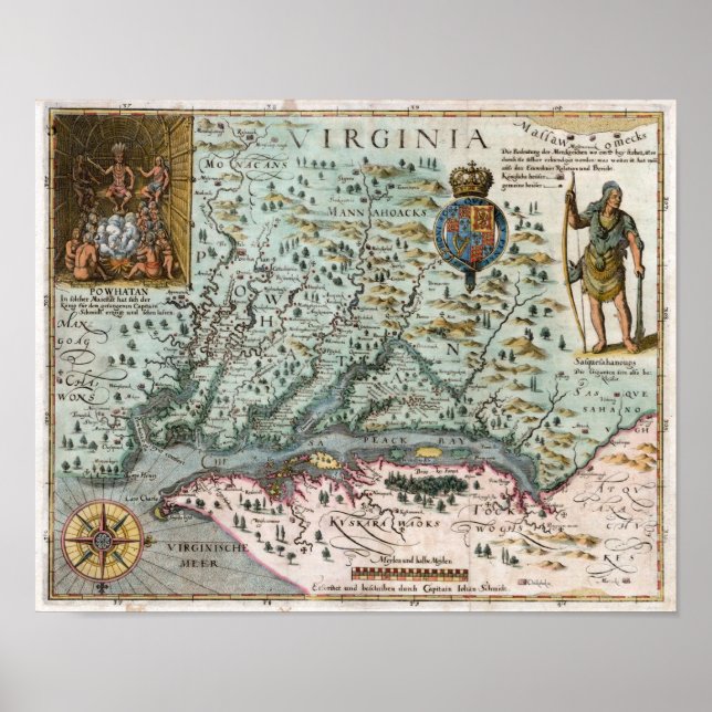 Affiche Carte de Virginie 1627 (Devant)