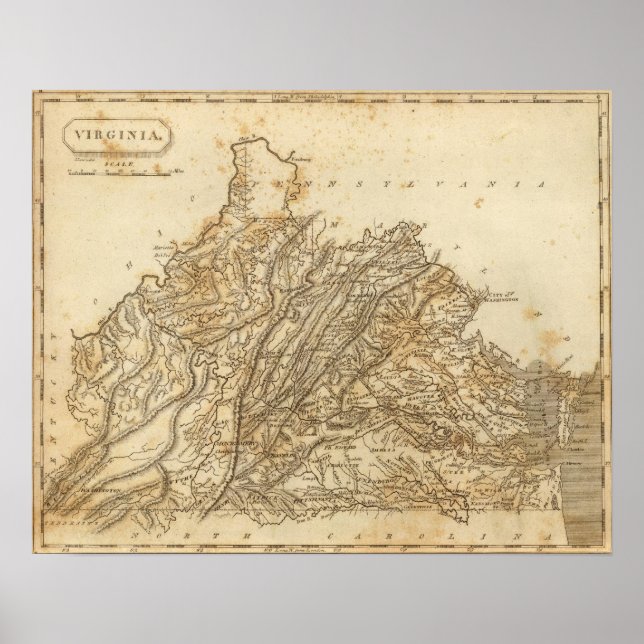 Affiche Carte de Virginie par Arrowsmith (Devant)