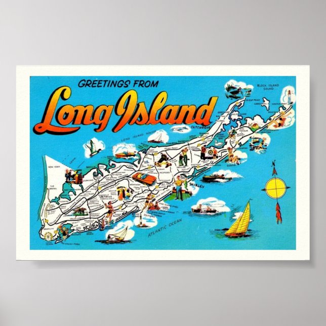 Affiche Carte de voeux de Long Island 6x4 Imprimer (Devant)