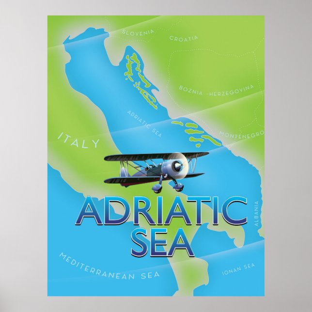 Affiche Carte de vol de la mer Adriatique (Devant)