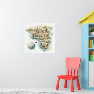 Affiche Carte de voyage à l'aquarelle