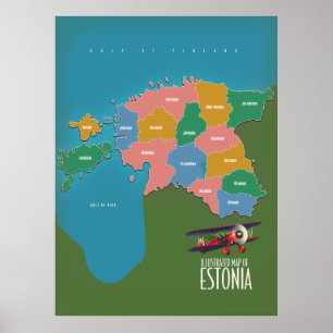 Affiche Carte de voyage ancienne de l'Estonie