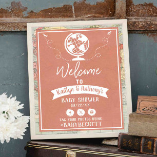 Affiche Carte de voyage Aventure Baby shower Bienvenue
