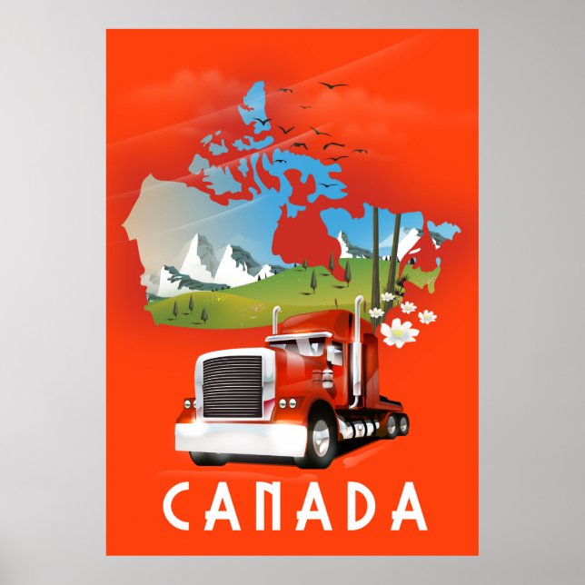 Affiche Carte de voyage Canada Truck (Devant)