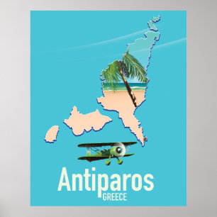Affiche Carte de voyage d'Antiparos Grèce