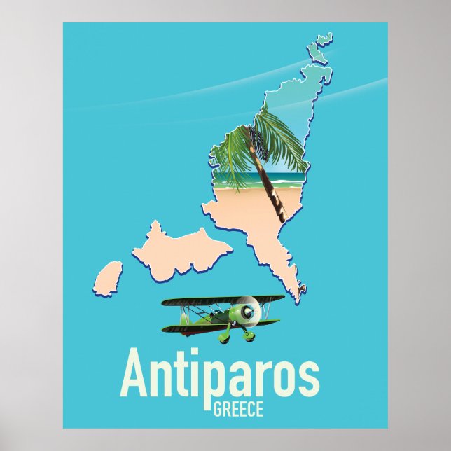 Affiche Carte de voyage d'Antiparos Grèce (Devant)