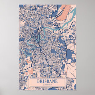 Affiche Carte de voyage de Brisbane Australie ville venteu