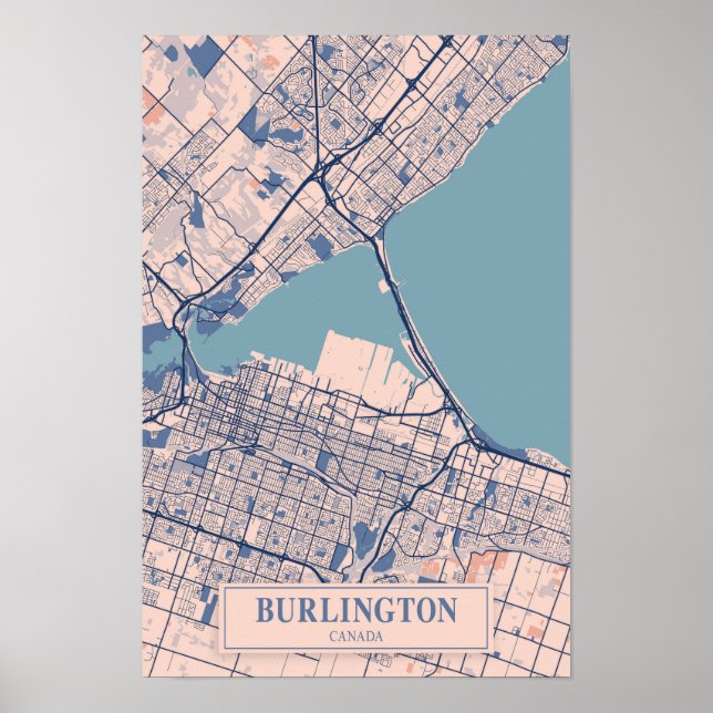 Affiche Carte de voyage de Burlington Canada ville venteus (Devant)