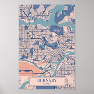 Affiche Carte de voyage de Burnaby Canada venteuse
