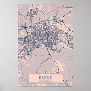 Affiche Carte de voyage de Daegu en Corée du Sud, ville ve