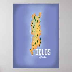 Affiche Carte de voyage de Delos Grèce