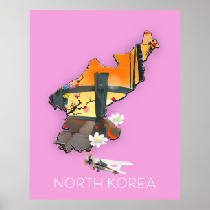 Affiche Carte de voyage de la Corée du Nord