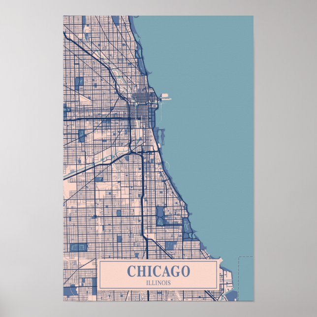 Affiche Carte de voyage de la ville venteuse de Chicago Il (Devant)