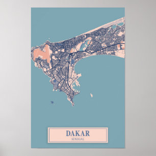 Affiche Carte de voyage de la ville venteuse de Dakar Séné