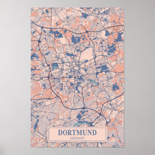 Affiche Carte de voyage de la ville venteuse de Dortmund A